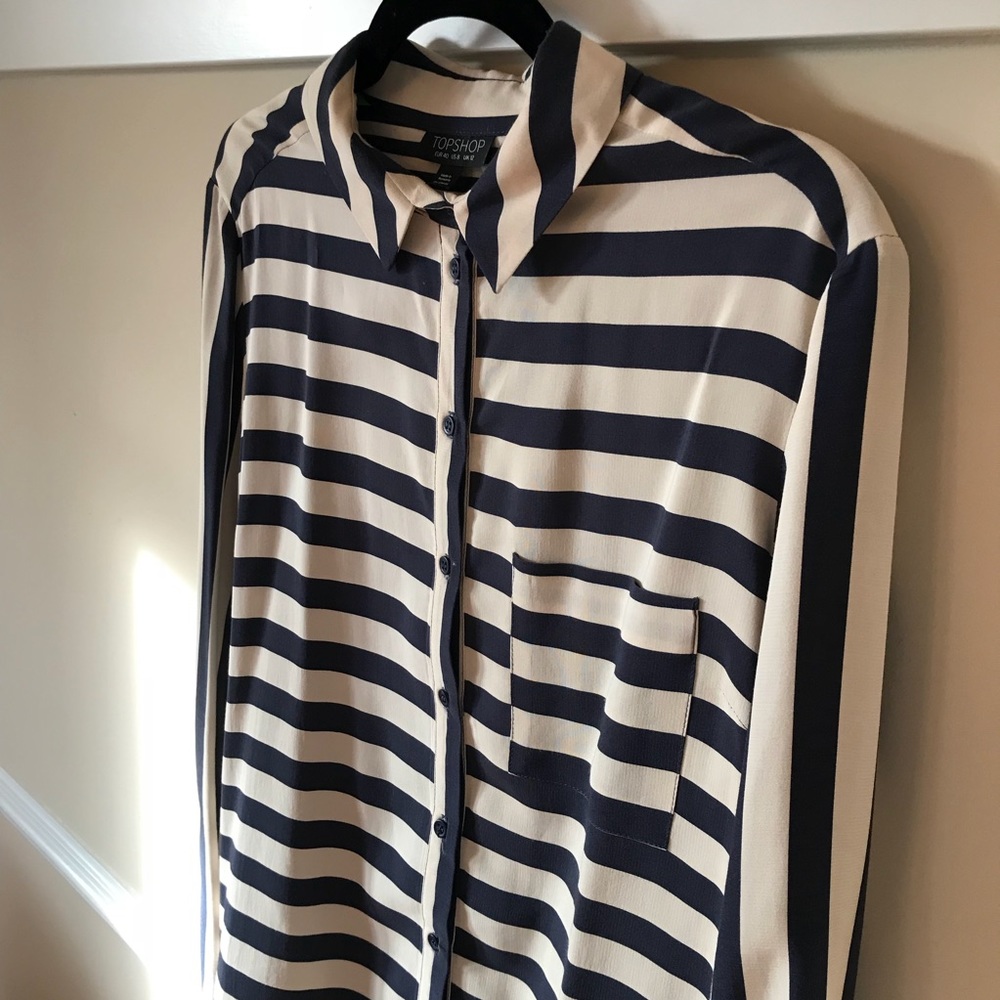 Topshop Contrast Stripe Blouse